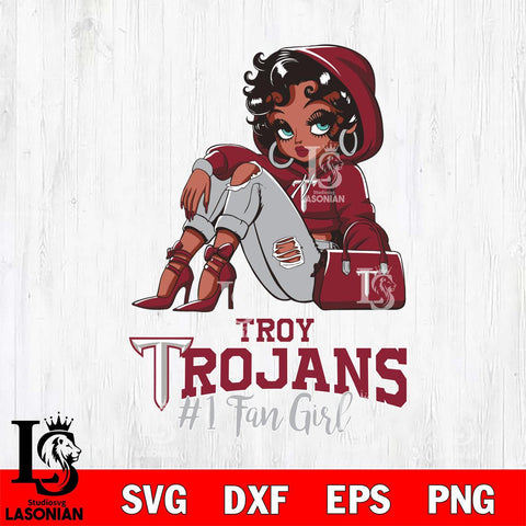 Troy Trojans #1 beauty Black Fan Girl, Svg Eps Dxf Png File, Digital Download