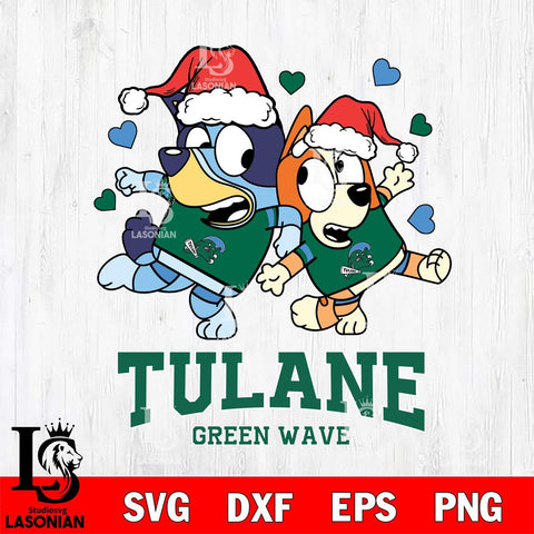 Tulane Green Wave Bluey Christmas NFL Svg Eps Dxf Png File, Digital Download