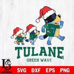 Tulane Green Wave Bluey Family Christmas Svg Eps Dxf Png File, Digital Download