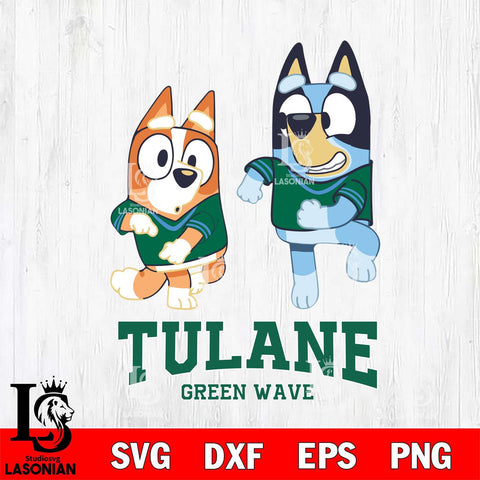 Tulane Green Wave Bluey with Chilli Dance Svg Eps Dxf Png File, Digital Download, Instant Download