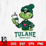 Tulane Green Wave Boujee Grinch Heart Christmas Cut Files Cricut, Svg Dxf Eps Png file, Digital download , Silhouette