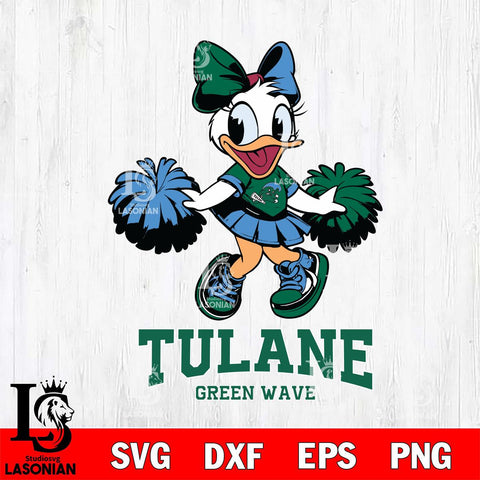 Tulane Green Wave Daisy Duck Cheerleader Disney, Svg Eps Dxf Png File, Digital Download