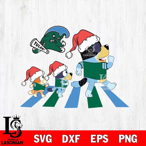 Tulane Green Wave Family Bluey Walking Christmas Svg Eps Dxf Png File, Digital Download, Instant Download