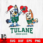 Tulane Green Wave Love Bluey Christmas Svg Eps Dxf Png File, Digital Download