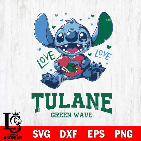 Tulane Green Wave Love Stitch, Svg Eps Dxf Png File, Digital Download