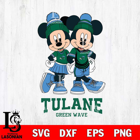 Tulane Green Wave Mickey And Minnie Mouse Football Svg Eps Dxf Png File, NCAA svg , File Cut , Digital Download , Instant Download, Cut Svg Files