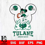 Tulane Green Wave Mickey Heart Rugby Svg Eps Dxf Png File, Digital Download ,Instant Download, Cricut File