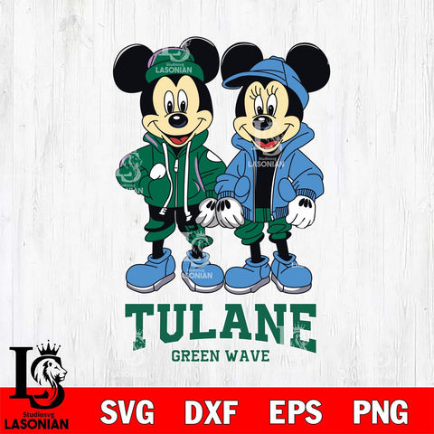 Tulane Green Wave Mickey Minnie Mouse Football Svg Eps Dxf Png File, NCAA svg , File Cut , Digital Download , Instant Download, Cut Svg Files