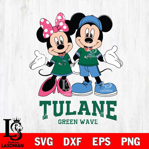 Tulane Green Wave Mickey Minnie Mouse Sport Svg Eps Dxf Png File, NCAA svg , File Cut , Digital Download , Instant Download, Cut Svg Files