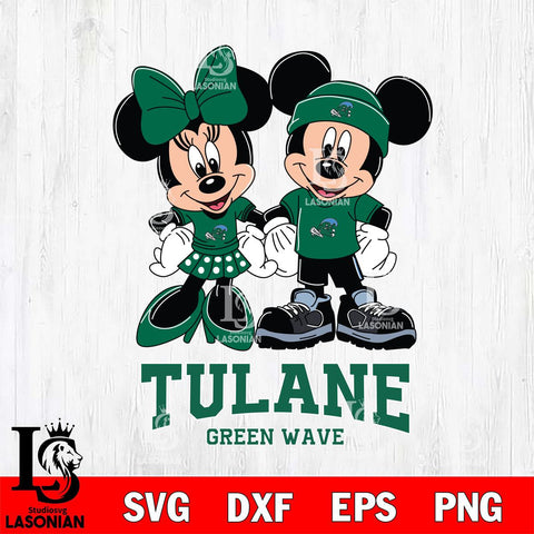 Tulane Green Wave Mickey Minnie Rugby ball Svg Eps Dxf Png File, NCAA svg , File Cut , Digital Download , Instant Download, Cut Svg Files