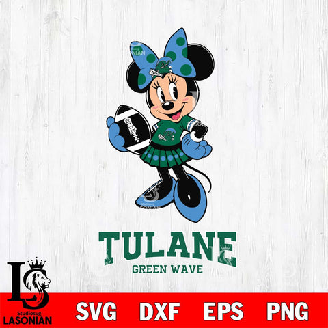 Tulane Green Wave Minnie Mouse, Svg Eps Dxf Png File, Digital Download