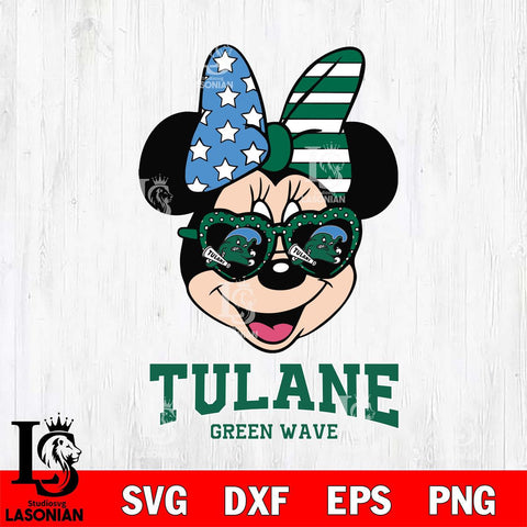 Tulane Green Wave Minnie Mouse Love 2, Svg Eps Dxf Png File, Digital Download