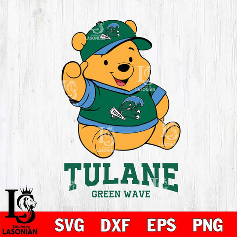 Tulane Green Wave Pooh Bear Disney, Svg Eps Dxf Png File, Digital Download