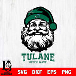 Tulane Green Wave Santa Claus Christmas Svg dxf eps png pdf file,NCAA svg,Digital Download,Cricut file