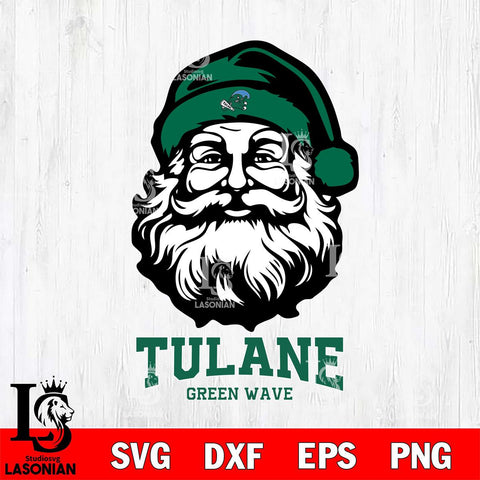 Tulane Green Wave Santa Claus Christmas Svg dxf eps png pdf file,NCAA svg,Digital Download,Cricut file