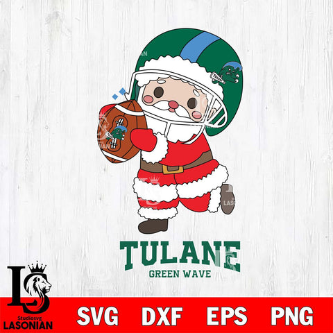 Tulane Green Wave Santa Claus Cute Svg dxf eps png pdf file,NCAA svg,Digital Download,Cricut file