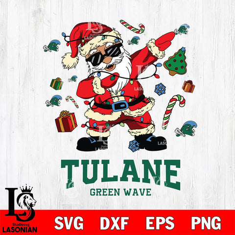 Tulane Green Wave Santa Claus Football Svg dxf eps png pdf file,NCAA svg,Digital Download,Cricut file