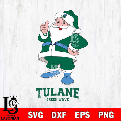 Tulane Green Wave Santa claus Svg dxf eps png pdf file,NCAA svg,Digital Download,Cricut file