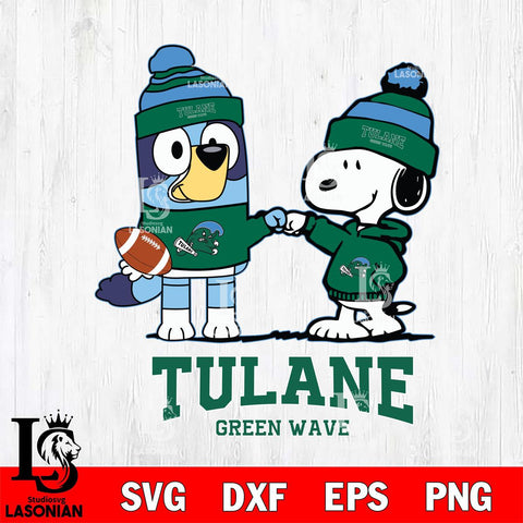 Tulane Green Wave Snoopy & Bluey Football Svg Eps Dxf Png File,NCAA Svg Files,Chill Guy svg ,Digital Download ,Instant Download, Cricut File