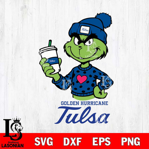 Tulsa Golden Hurricane Boujee Grinch Heart Christmas Cut Files Cricut, Svg Dxf Eps Png file, Digital download , Silhouette