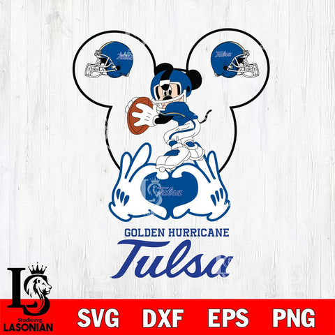 Tulsa Golden Hurricane Mickey Heart Rugby Svg Eps Dxf Png File, Digital Download ,Instant Download, Cricut File