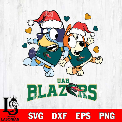 UAB Blazers Bluey Christmas NFL Svg Eps Dxf Png File, Digital Download