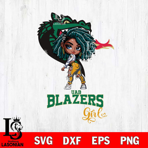 UAB Blazers Fan Girl Svg Eps Dxf Png File, Digital Download, Instant Download