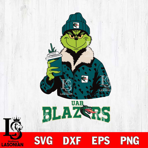 UAB Blazers Grinch Leopard Svg Eps Dxf Png File, Digital Download, Instant Download