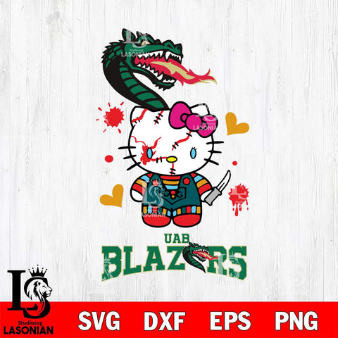 UAB Blazers Hello Kitty Horror 2 Svg Eps Dxf Png File, Digital Download