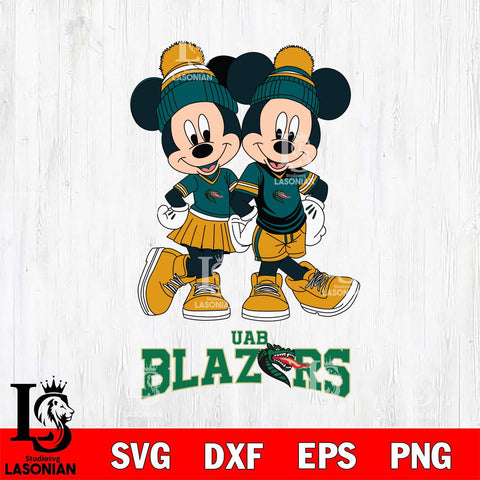 UAB Blazers Mickey And Minnie Mouse Football Svg Eps Dxf Png File, NCAA svg , File Cut , Digital Download , Instant Download, Cut Svg Files