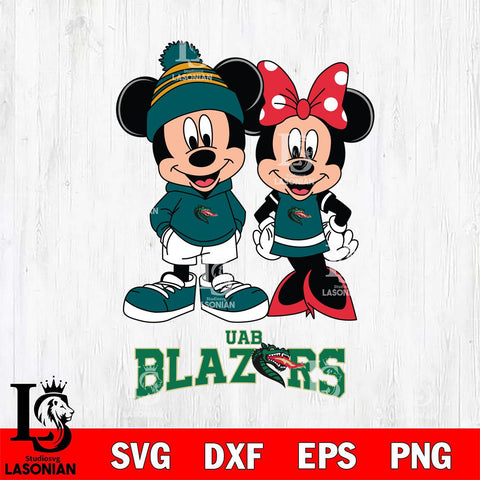 UAB Blazers Mickey Minnie Mouse Cute Football Svg Eps Dxf Png File, NCAA svg , File Cut , Digital Download , Instant Download, Cut Svg Files