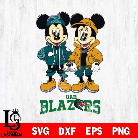 UAB Blazers Mickey Minnie Mouse Football Svg Eps Dxf Png File, NCAA svg , File Cut , Digital Download , Instant Download, Cut Svg Files