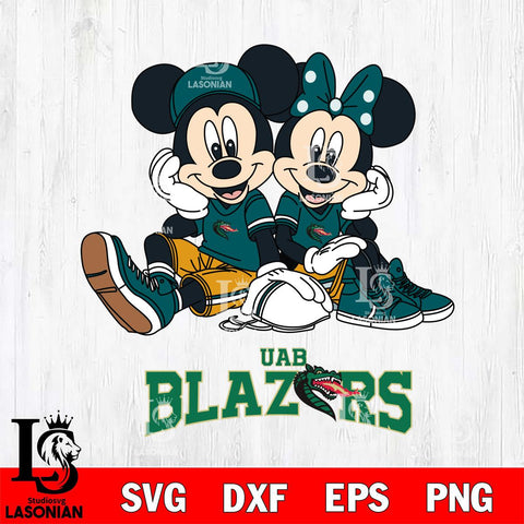 UAB Blazers Mickey Minnie Mouse Football Sit Svg Eps Dxf Png File, NCAA svg , File Cut , Digital Download , Instant Download, Cut Svg Files