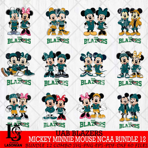 UAB Blazers Mickey Minnie Mouse NCAA Bundle 12 Svg Eps Dxf Png File, Bundle NCAA svg , File Cut , Digital Download , Instant Download, Cut Svg Files