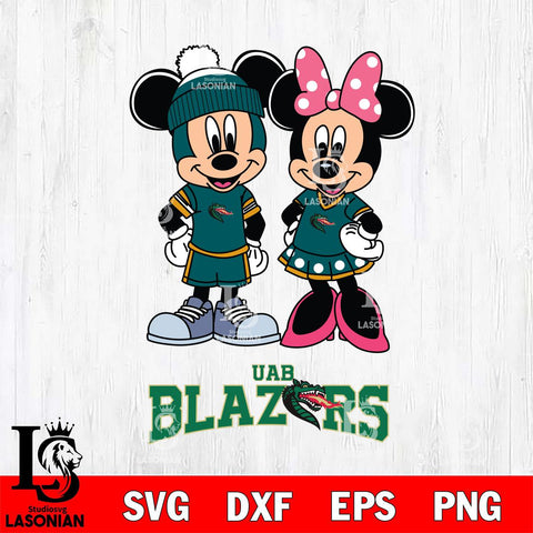 UAB Blazers Mickey Minnie Mouse Pink Svg Eps Dxf Png File, NCAA svg , File Cut , Digital Download , Instant Download, Cut Svg Files