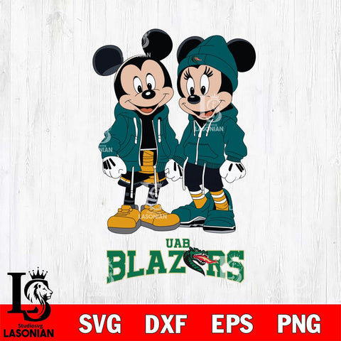 UAB Blazers Mickey Minnie Mouse Rugby Svg Eps Dxf Png File, NCAA svg , File Cut , Digital Download , Instant Download, Cut Svg Files