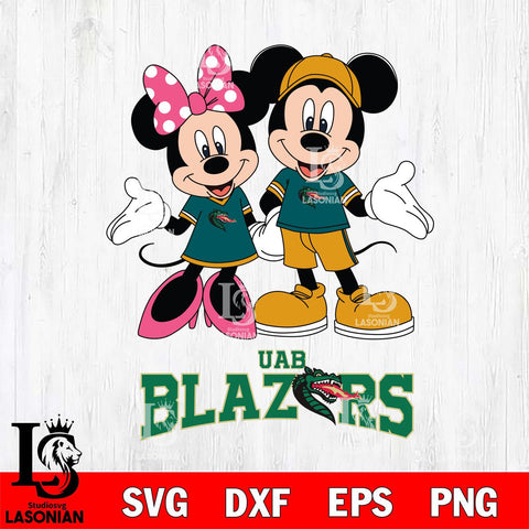 UAB Blazers Mickey Minnie Mouse Sport Svg Eps Dxf Png File, NCAA svg , File Cut , Digital Download , Instant Download, Cut Svg Files