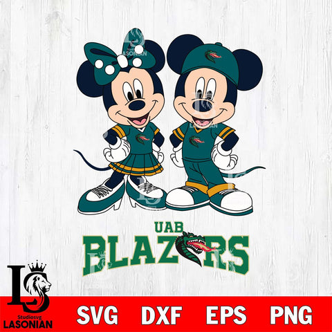 UAB Blazers Mickey Minnie Mouse rugby ball Svg Eps Dxf Png File, NCAA svg , File Cut , Digital Download , Instant Download, Cut Svg Files