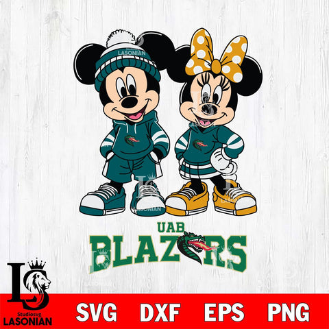 UAB Blazers Mickey Minnie Rugby Hoodie Svg Eps Dxf Png File, NCAA svg , File Cut , Digital Download , Instant Download, Cut Svg Files