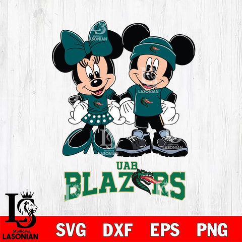 UAB Blazers Mickey Minnie Rugby ball Svg Eps Dxf Png File, NCAA svg , File Cut , Digital Download , Instant Download, Cut Svg Files