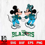 UAB Blazers Mickey Minnie Valentine Rugby Svg Eps Dxf Png File, Digital Download ,Instant Download, Cricut File