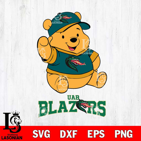 UAB Blazers Pooh Bear Disney, Svg Eps Dxf Png File, Digital Download