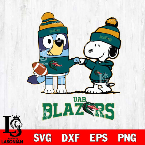 UAB Blazers Snoopy & Bluey Football Svg Eps Dxf Png File,NCAA Svg Files,Chill Guy svg ,Digital Download ,Instant Download, Cricut File