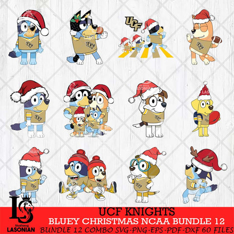 UCF Knights Bluey Christmas NCAA Bundle 12 SVG Eps Dxf Png File, Digital Download, Instant Download