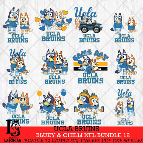 UCLA Bruins Bluey & Bingo Bundle 12 SVG Svg Eps Dxf Png File, Bundle NCAA svg, Digital Download, Instant Download