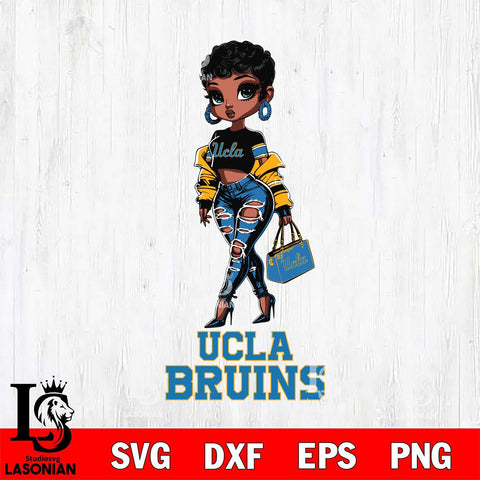 UCLA Bruins Beautiful Black Fan Girl, Svg Eps Dxf Png File, Digital Download