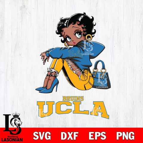 UCLA Bruins Betty Boop Black Fan Girl Svg Eps Dxf Png File, Digital Download, Instant Download