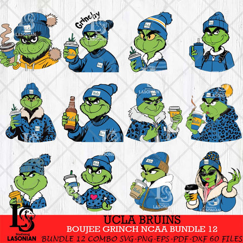 UCLA Bruins Boujee Grinch NCAA Bundle 12 SVG Eps Dxf Png File, Digital Download, Instant Download