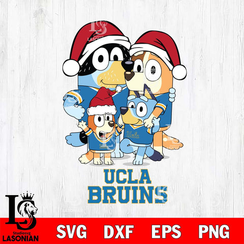 UCLA Bruins Christmas Bluey Family Sport Cut Files,Bluey Cricut,Christmas Svg , Bluey svg , Digital Download, dxf eps png pdf file