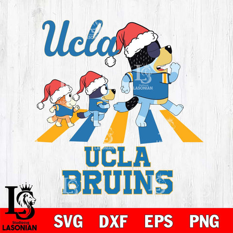 UCLA Bruins Christmas Family Bluey Walking Cut Files,Bluey Cricut,Christmas Svg , Bluey svg , Digital Download, dxf eps png pdf file